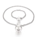 Set gioielli in acciaio al titanio argento con ciondolo a sfera e chiusura a levetta - Set di Gioielli Color Acciaio (KS188308-Z)