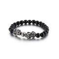 Bracelet fait main en perles d'obsidienne noire avec breloques PiXiu argentées pour homme - Style Double PiXiu (KB125360-BDJX)