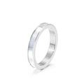 Anillo minimalista de acero de titanio plateado de 3mm con incrustación de nácar blanco - US 6 / Color Acero