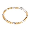 Hip-Hop-Figaro-Gliederkette Armband in zweifarbigem Gold- und Silber-Edelstahl-Finish - Armband (KB139966-Z)