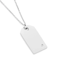 Sleek silver stainless steel rectangular tag necklace with a small crystal stone inlay - Steel Color (KN198971-KLX)
