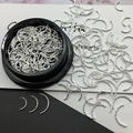 Silver crescent moon nail charms with twisted rope texture in three various sizes - 07# Threaded C-Bar