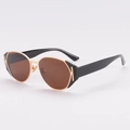 Gafas de sol ovales retro con montura en negro y dorado y lentes oscuras de viaje - Montura Negra Lentes Marrones