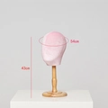 Pink velvet mannequin head stand with 43cm wooden base for hats and scarves display - Pink Velvet + Short Base