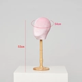 Pink velvet mannequin head for hats and wigs on a high quality wooden stand 54cm - Pink Velvet + Tall Base