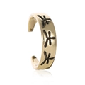 Vintage-Ohrklemme in Gold mit schwarzen Relief-Totems auf einem minimalistischen C-Metallband - Libellen-Totem-Stil (11561)
