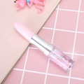 Stylo gel en forme de rouge à lèvres avec sable mouvant rose et paillettes étoiles - Rose