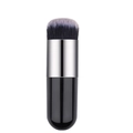 Detail of soft black and grey gradient bristles on a professional kabuki foundation brush - Black/Silver