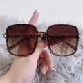 Gafas de sol cuadradas de carey extragrandes con lentes de gradiente marrón de moda - Montura de Leopardo / Lentes Té