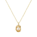 Collana vintage in acciaio al titanio con ciondolo a arachide dorato irregolare e perla - Pendenti a Forma di Arachide Singola / Oro