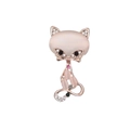 Elegante spilla a gatto dorata con pietre di opale rosa e strass colorati scintillanti - Spilla Gatto in Pietra Occhio di Gatto Rosa (xz4829)