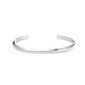 Bracelet jonc ouvert en C minimaliste en acier argenté avec design géométrique facetté - S / Argent S