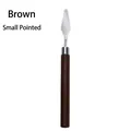 Small pointed tip palette knife with stainless steel blade and brown wooden handle - Small Pointed Tip Brown Scraper