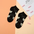 Atmungsaktive Baumwollsocken mit niedlichem Katzenmuster für Damen und Herren - Schwarz - Schwarz-Weiße Katze