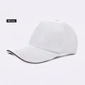 Classic white baseball cap with black contrast piping on brim for custom logo branding - Twill Cotton - White
