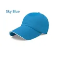 Sky blue cotton baseball cap with white contrast piping on the brim for outdoor wear - Twill Cotton - Sky Blue