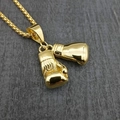 Hiphop dubbele bokshandschoenen hanger ketting in goud vacuüm verguld roestvrij staal - Alleen hanger / Goud