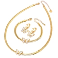 Set gioielli a farfalla dorato con inserti in conchiglia, collana, bracciale e orecchini - Set di Gioielli a Farfalla / Oro