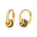 Elegant gold earrings with spinning black crystal drums on S925 silver needles - Black Gold