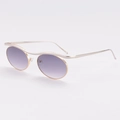 Oval purple gradient sunglasses with gold wavy metal frame for modern fashion street style - Silver Gold Frame Gradient Grey Lenses