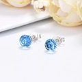 Eleganti orecchini a lobo con sfera di cristallo blu e perni in argento sterling S925 - 6mm / Blu