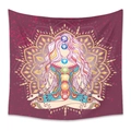 Bohemian yoga tapestry featuring a meditating figure with seven chakra symbols and gold mandala - 73X95CM / Purple Mandala Chakra/Brushed