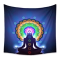 Bohemian chakra mandala tapestry featuring meditation silhouette and vibrant energy symbols - 73X95CM / Starry Mandala Sitting/Brushed