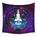 Bohemian tapestry featuring meditation silhouette with chakras and mandala star sky - 73X95CM / Spiritual Mandala Eye/Brushed