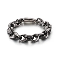 Vintage oxidiertes Titanstahl-Armband für Herren mit markantem quadratischem Gliederdesign - 12mm Breit 21.5cm Lang Robuster Industrieller Stil (KB118542-BDJX)