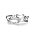 Elegante anello incrociato in argento sterling S925 con pavé di zirconi brillanti - US 7 / Argento Zirconia Trasparente