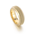 Polished gold mesh braided spinner ring in stainless steel for stress relief - US 6 / Gold
