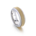 Minimalist silver and gold braided mesh stainless steel spinning ring for stress relief - US 6 / Gold and Silver Two-tone