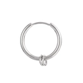 Minimalistische silberne Edelstahl-Ohrringe mit doppelten kreisförmigen Anhängern - Silber Doppelring-Stil (KE106132-Z)