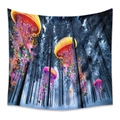 Bohemian forest tapestry featuring glowing jellyfish and fish in snowy woods - 73X95CM (Brushed Fabric) / HB100016