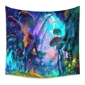 Bohemian forest mushroom tapestry featuring a mystical psychedelic glow and snowy mountains - 73X95CM (Brushed Fabric) / HB100020