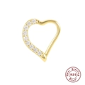 Real S925 sterling silver gold heart ring with sparkling stones for nose and cartilage - 18K Gold Plated Single Piece Left Side Inlaid