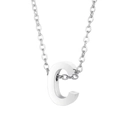 Polished silver stainless steel necklace featuring a bold 3D letter C pendant - Letter C Style (KN233967-Z)