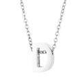 Polished stainless steel choker necklace with uppercase letter D alphabet pendant - Letter D Style (KN233968-Z)