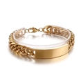 Bracciale da uomo a catena cubana placcato oro con una piastra rettangolare lucida - Chiusura a Moschettone Oro (KB162521-Z)