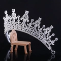Tiara nuziale d'argento con strass di cristallo scintillanti in design floreale vintage - Argento / Zirconia Bianca