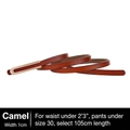 Ceinture fine en cuir camel pour robes avec boucle en U dorée et finition lisse - Chameau / 105cm