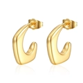 Aros cuadrados irregulares de acero inoxidable chapado en oro de 18K para mujer - Dorado