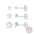 Set of 3 minimalist S925 sterling silver star stud earrings with polished finish - Star Set of 3 / White Gold
