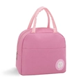 Borsa termica rosa per il pranzo con toppa a coniglio e doppi manici robusti - Rosa