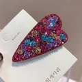 Pinza para el pelo con forma de corazón y cristales de colores en tarjeta de joyería - Rosa Multicolor