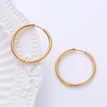 Pendientes de aro dorados minimalistas de 2,5 mm con acabado pulido sobre fondo blanco - Oro-Estilo A Grande Diámetro Interior 25mm