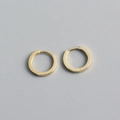 S925 sterling silver huggie hoop earrings in minimalist golden finish with flat edges - Large / Gold