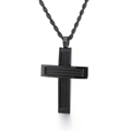 Men's hip-hop black titanium steel cross necklace with twisted wire cable inlay - Black Cross Pendant (KP83907-KFC)