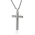 Dubbellaagse hiphop ketting met kruishanger van zilver titaniumstaal en gedraaide ketting - Zilveren Kruishanger (Alleen Hanger) (KP83918-KFC)