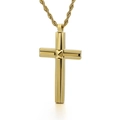 Hip hop dubbellaagse gouden titanium stalen ketting met een kruisvormige hanger - Gouden Kruishanger (Alleen Hanger) (KP83917-KFC)